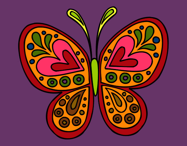 Dibujo Mandala mariposa pintado por simenaa