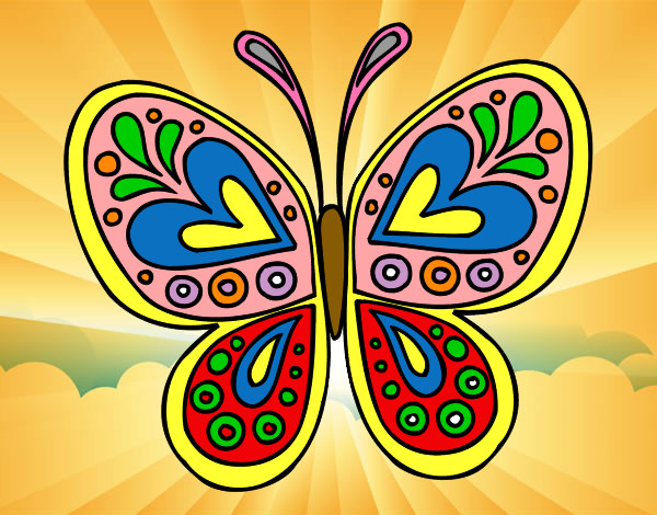 Dibujo Mandala mariposa pintado por tabalupe