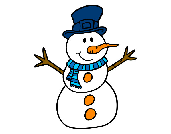 Dibujo Muñeco de nieve con sombrero pintado por amigis