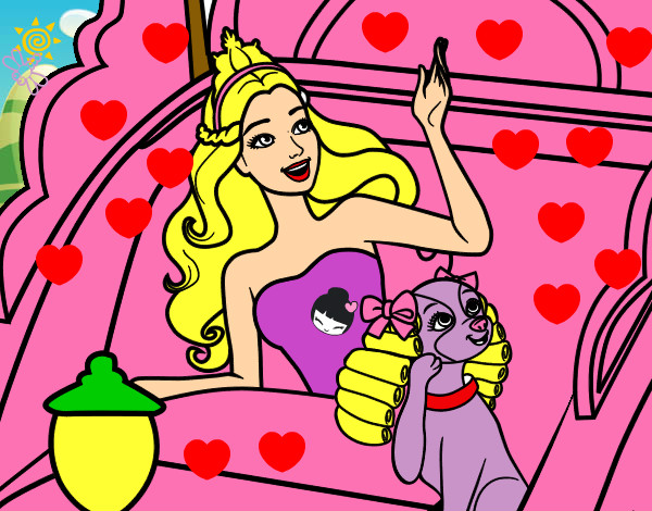 Dibujo Princesa cantante y su perrita pintado por espejo111