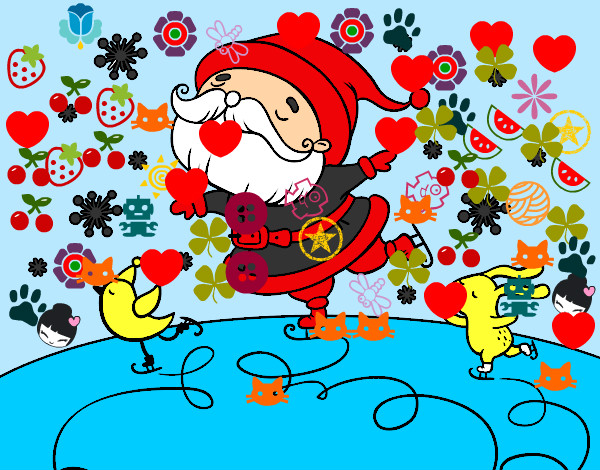 Dibujo Santa Claus patinando pintado por beita13