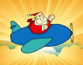 Dibujo Santa en avión pintado por adrianella