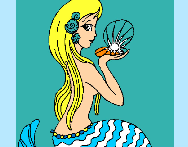Dibujo Sirena y perla pintado por AlessaU