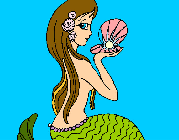 Dibujo Sirena y perla pintado por simenaa