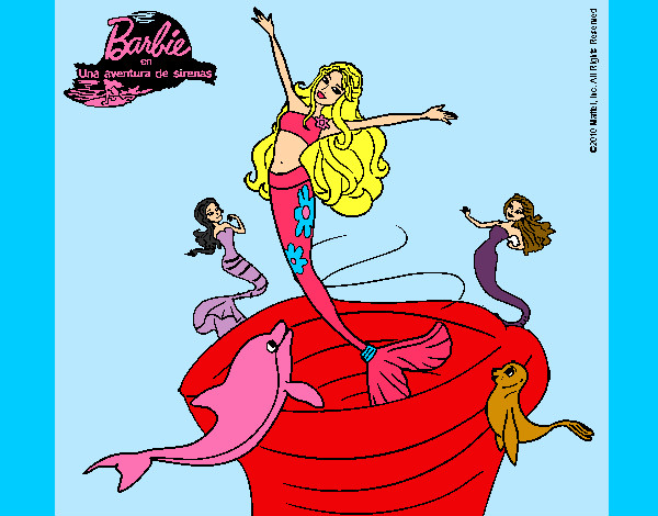Dibujo Barbie sirena contenta pintado por carlinalam