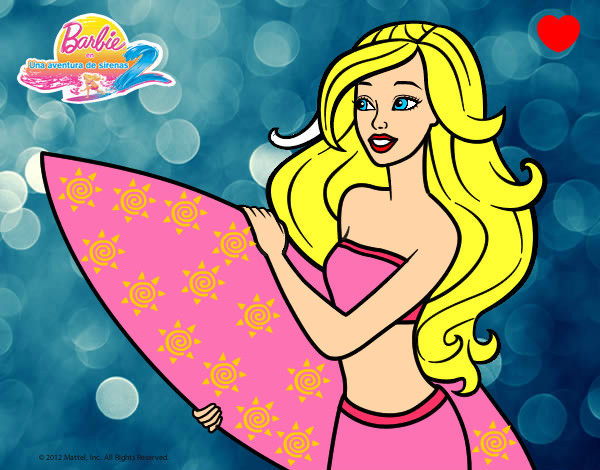 Dibujo Barbie va a surfear pintado por mireya422