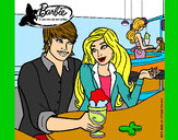 Dibujo Barbie y su amigo en la heladería pintado por BARBIENA