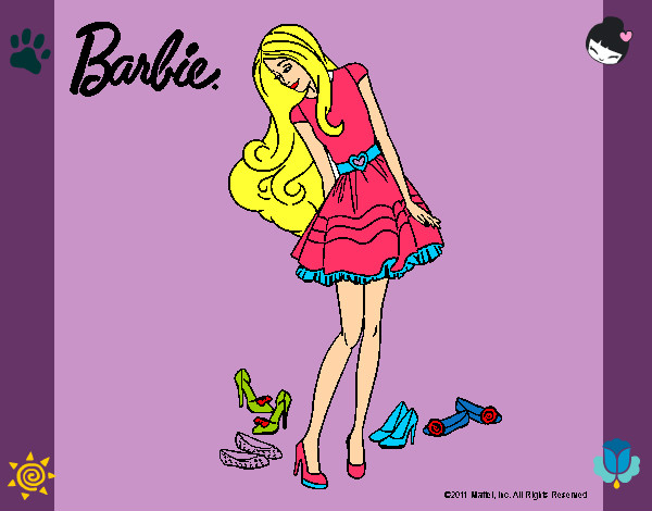 Dibujo Barbie y su colección de zapatos pintado por carlinalam