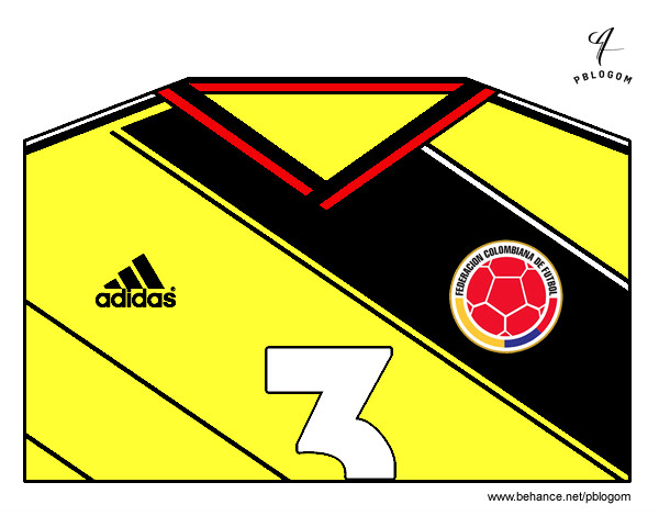 Dibujo Camiseta del mundial de fútbol 2014 de Colombia pintado por glisver