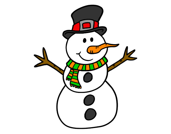 Dibujo Muñeco de nieve con sombrero pintado por AZOK