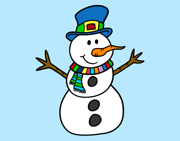 Dibujo Muñeco de nieve con sombrero pintado por elisamanda