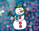 Dibujo Muñeco de nieve con sombrero pintado por elisamanda