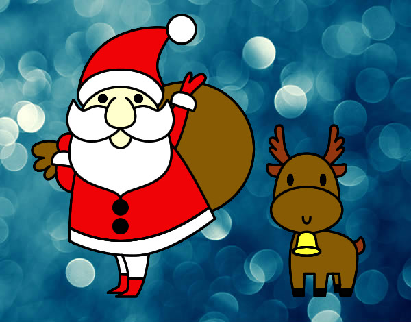 Dibujo Papá Noel y un reno pintado por sandynick