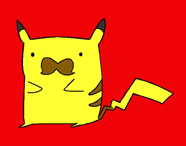 Dibujo Pikachu con bigote pintado por bonillar