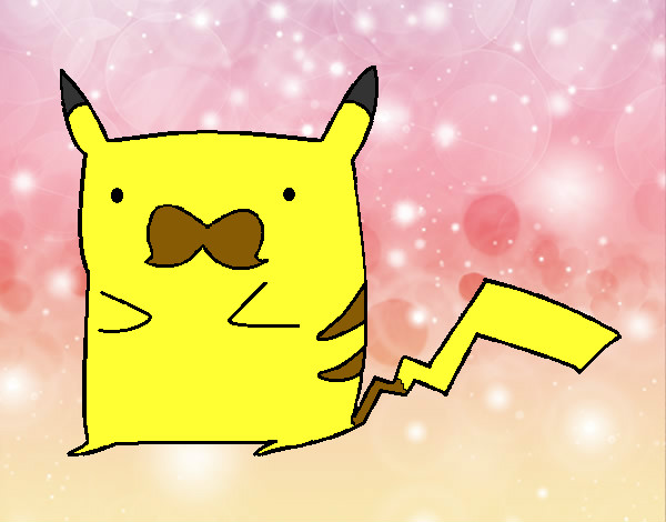 Dibujo Pikachu con bigote pintado por cangejo435