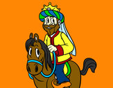 Dibujo Rey Gaspar a caballo pintado por elisamanda