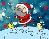 Dibujo Santa Claus patinando pintado por sofilola