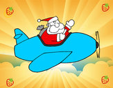 Dibujo Santa en avión pintado por Friolin