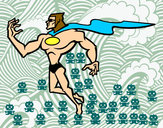 Dibujo Superhéroe poderoso pintado por Mateo17