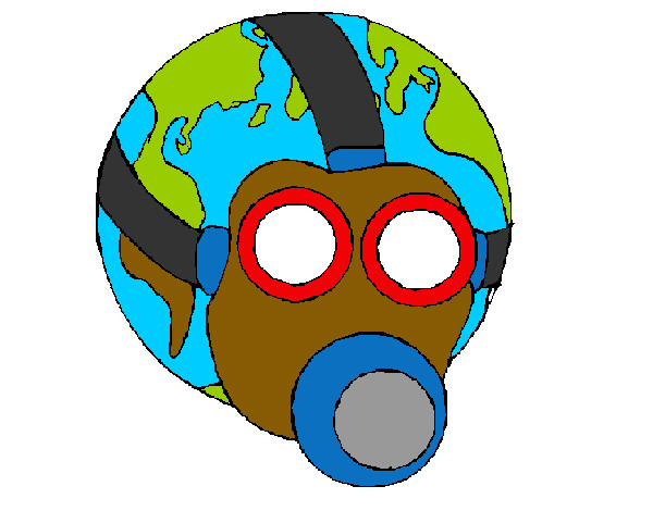 Dibujo Tierra con máscara de gas pintado por bgonzalez
