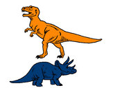Dibujo Triceratops y tiranosaurios rex pintado por Mateo17
