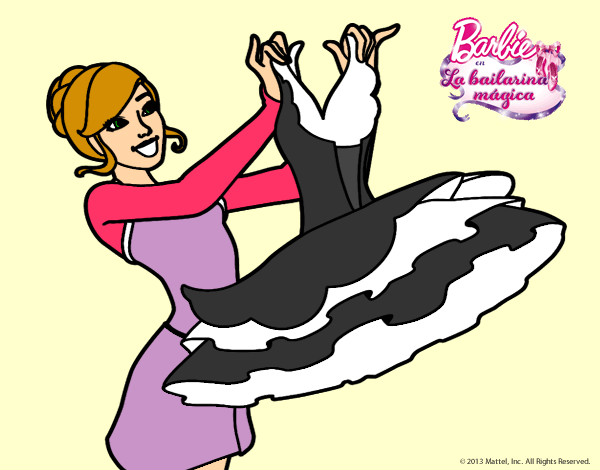 Dibujo Barbie y su vestido de ballet pintado por sylvi
