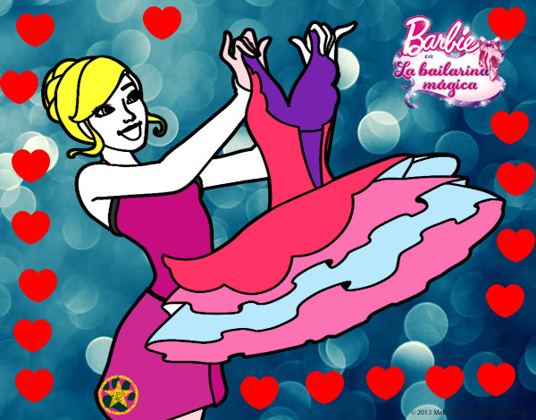 Dibujo Barbie y su vestido de ballet pintado por spectra45