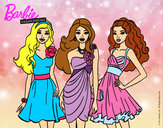 Dibujo Barbie y sus amigas vestidas de fiesta pintado por nereagg