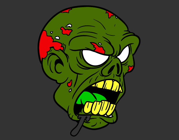Dibujo Cabeza de zombi pintado por javimach