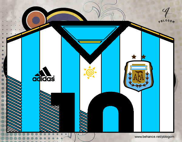 Dibujo Camiseta del mundial de fútbol 2014 de Argentina pintado por miikyy 