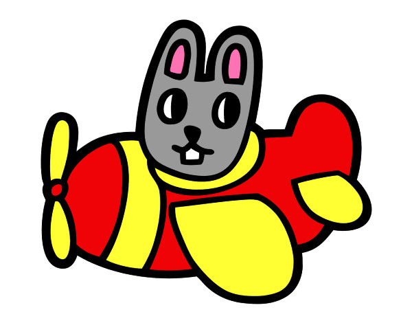 Dibujo Conejo en avión pintado por eltata