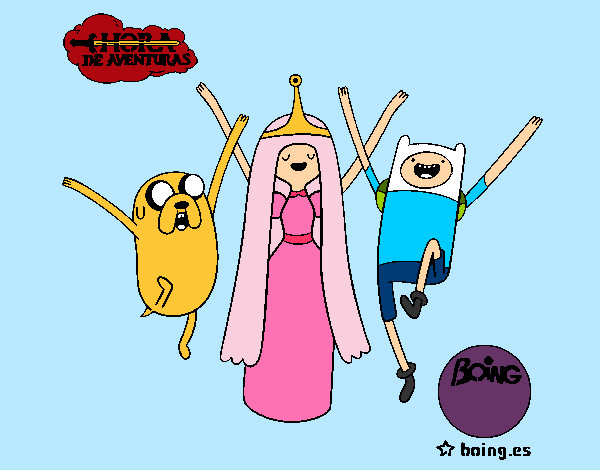 Dibujo Jake, Princesa Chicle y Finn pintado por orilucia