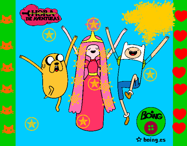 Dibujo Jake, Princesa Chicle y Finn pintado por spectra45