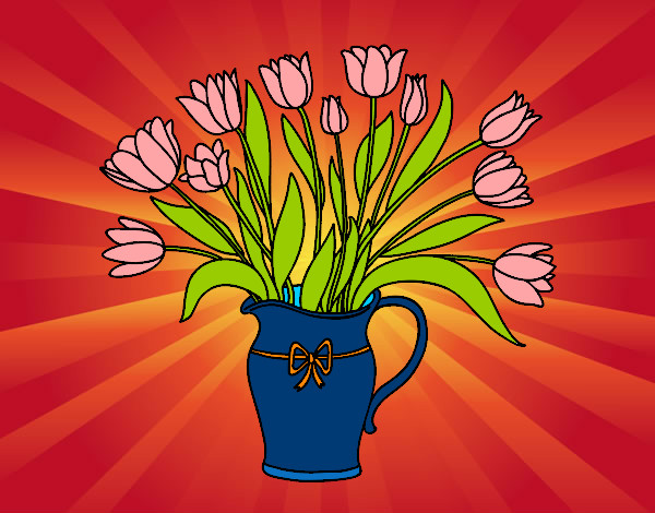 Dibujo Jarrón de tulipanes pintado por Profga