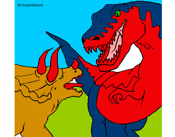 Dibujo Lucha de dinosaurios pintado por miikyy 