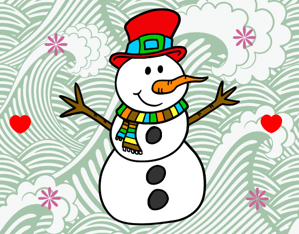 Dibujo Muñeco de nieve con sombrero pintado por zami38