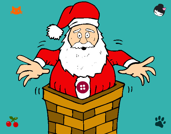 Dibujo Papa Noel en la chimenea pintado por zami38