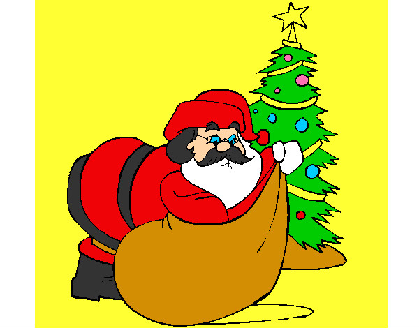 Dibujo Papa Noel repartiendo regalos 1 pintado por daniygibi1