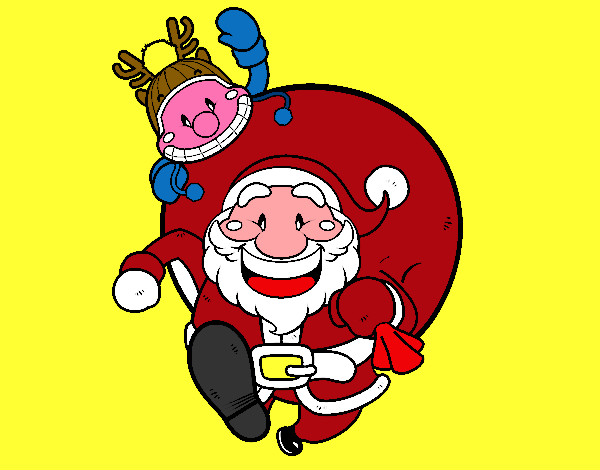 Dibujo Papá Noel y Rudolph pintado por NASHELY