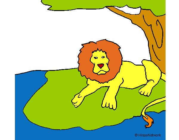 Dibujo Rey león pintado por mendieta