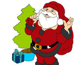 Dibujo Santa Claus y un árbol de navidad pintado por jhordy