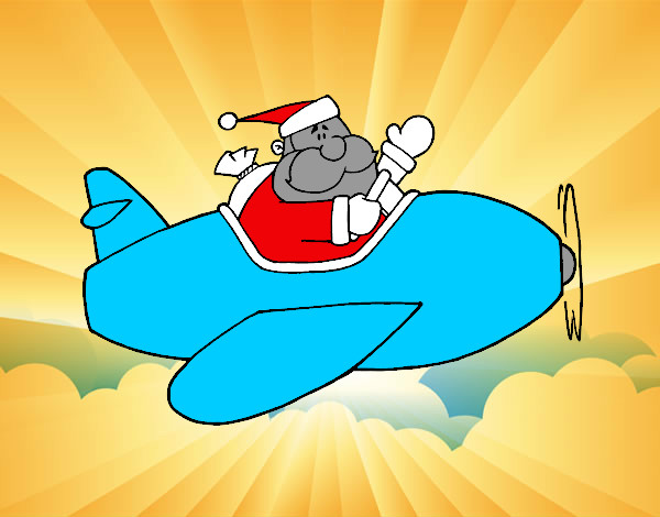 Dibujo Santa en avión pintado por gisbler