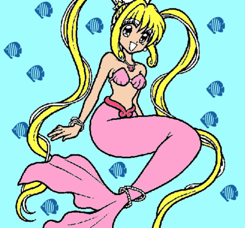 Dibujo Sirena con perlas pintado por Carmina16