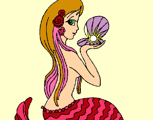 Dibujo Sirena y perla pintado por sylvi