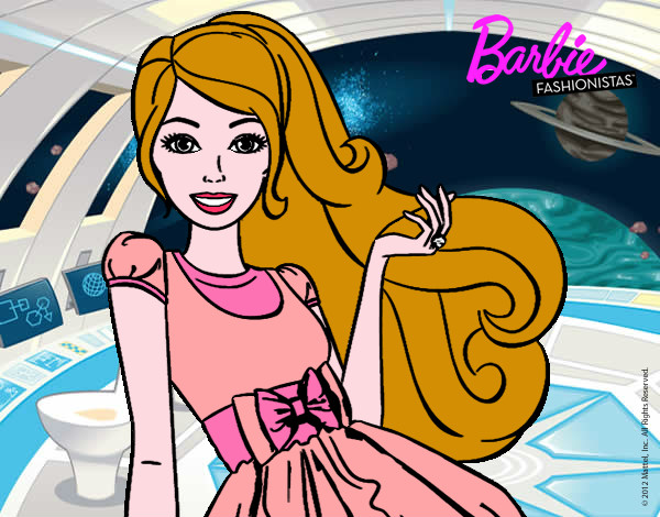 Dibujo Barbie con su vestido con lazo pintado por AntoFrozen
