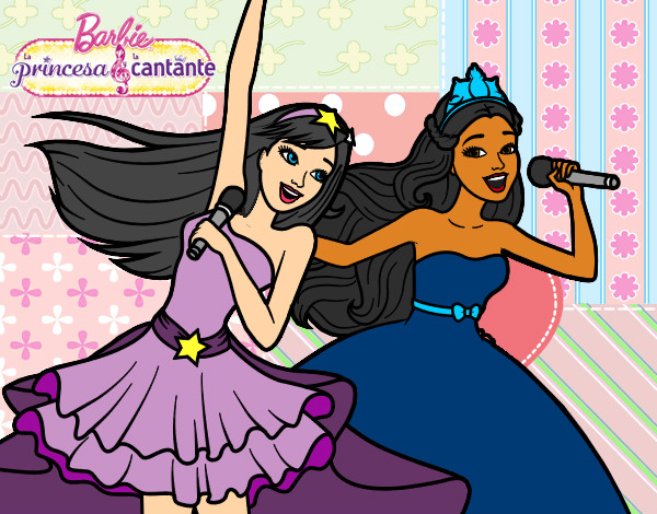 Dibujo Barbie y la princesa cantando pintado por sylvi