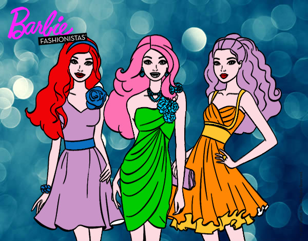 Dibujo Barbie y sus amigas vestidas de fiesta pintado por AntoFrozen