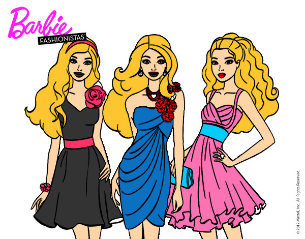 Dibujo Barbie y sus amigas vestidas de fiesta pintado por lauriskath