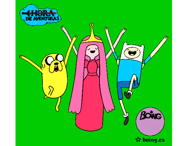 Dibujo Jake, Princesa Chicle y Finn pintado por MisheruYT