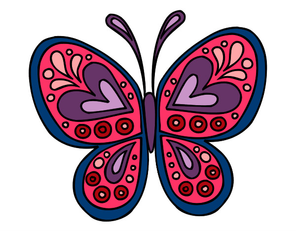 Dibujo Mandala mariposa pintado por LauM
